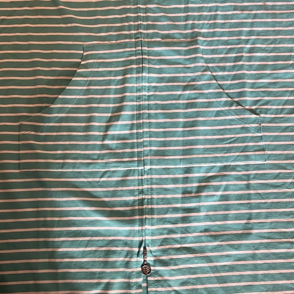 Coolibar Sun Protective Aqua Striped Hooded Zip Up Cover Up Size XS New With Tag - Picture 9 of 13